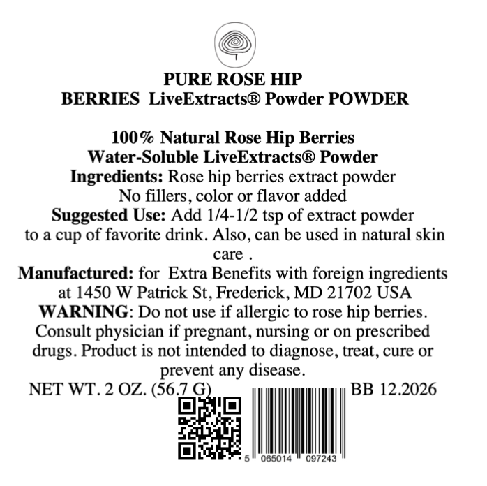 ROSE HIP WATER-SOLUBLE LiveExtracts® POWDER 2 oz.