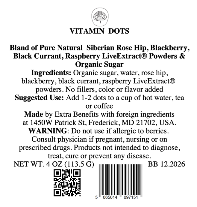 VITAMINS DOTS BERRIES & SUGAR BLEND LiveExtracts® POWDER 4 oz