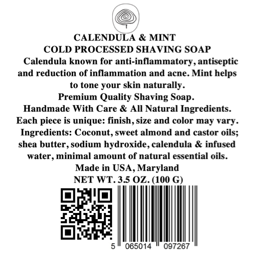 CALENDULA & MINT COLD PROCESSED SHAVING SOAP