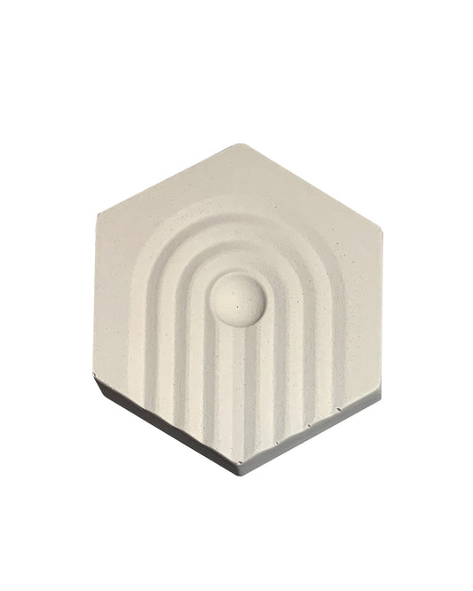 MINIMALIST HEXAGON WHITE CEMENT SCENT HOLDER 4 1/4 " x 3 3/4" x 5/8"