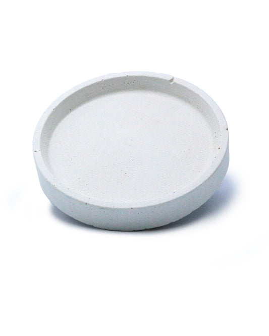 MINIMALIST ROUND WHITE CEMENT COASTER  3 1/2 " X 5/8"