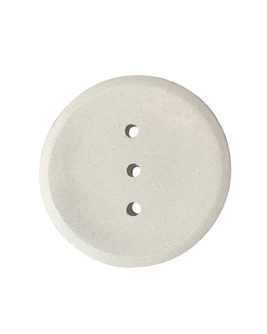 MINIMALIST ROUND WHITE CEMENT SOAP TRAY  3 1/2"x 3/4"